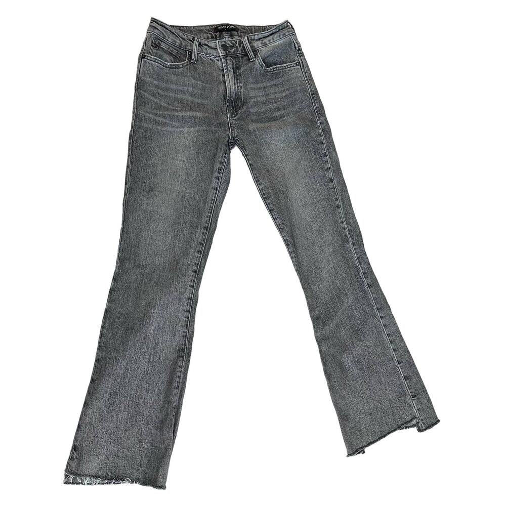 Dear John Rough Hem Stonewashed Black + White Straight Leg Jeans Size 25